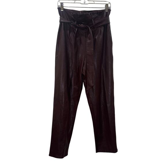 Commando Faux Leather Pants- Paperbag Pants in Oxblood- Size XS - Picture 5 of 15